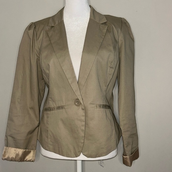 Paper Tee Cropped Taupe Blazer Size Large - Picture 1 of 8